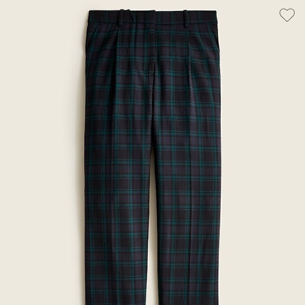 J.Crew Bi-stretch wool tapered pant in black Watch tartan